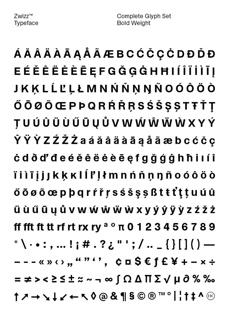 Zwizz é o nome dessa fonte inspirada no design gráfico que vem da Suíça. A fonte é derivada da conhecida Radnika mas com finalizações horizontais e verticais que são bem similares ao que você veria em uma Helvetica. A forma com qual a tipografia aqui foi desenhada é propositalmente compacta e é perfeita para composições tipográficas em espaços pequenos. Um problema que muitos designers sabem muito bem como enfrentar.