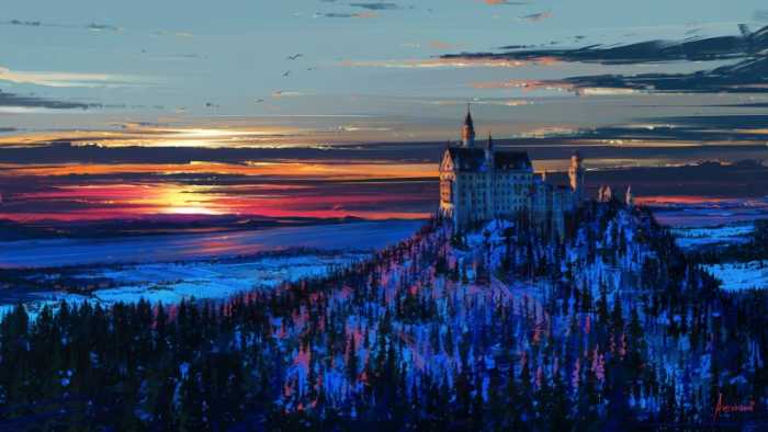 Alena Velichko é mais conhecida no mundo online como Alena Aenami e por suas ilustrações de paisagens que usam de muitas cores e brilhos. Foi isso que me chamou a atenção no portfólio dessa ilustradora digital de Zaporizhia, na Ucrânia. A forma quase expressionista que ela usa em suas ilustrações é o que eu mais gostei aqui. A forma com a qual ela usa de traços e pinceladas fortes e bem definidas para mostrar variações de luzes é algo que eu gostaria muito de saber fazer.
