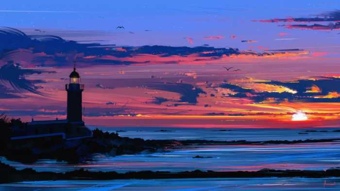 Alena Velichko é mais conhecida no mundo online como Alena Aenami e por suas ilustrações de paisagens que usam de muitas cores e brilhos. Foi isso que me chamou a atenção no portfólio dessa ilustradora digital de Zaporizhia, na Ucrânia. A forma quase expressionista que ela usa em suas ilustrações é o que eu mais gostei aqui. A forma com a qual ela usa de traços e pinceladas fortes e bem definidas para mostrar variações de luzes é algo que eu gostaria muito de saber fazer.