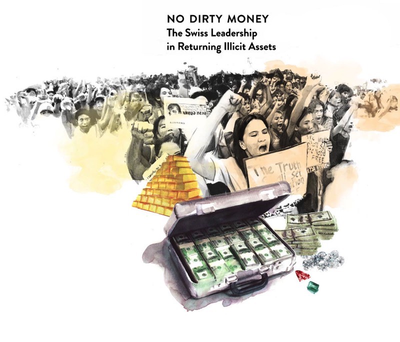 No Dirty Money é um projeto de ilustração editorial criado pelo artista Berto Martinez para um artigo sobre o esforço da Suíça para devolver dinheiro de corrupção que chegou as contas de banco do país. O trabalho de ilustração aqui é composto de retratos feitos através de aquarela. Onde indivíduos como o General Sani Abacha, da Nigéria, aparece junto de malas de dinheiro e bombas de petróleo. 