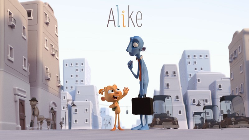 Alike é um curta metragem que foi produzido em Barcelona pelos diretores Daniel Martínez Lara e Rafa Cano Méndez. O filme mostra a vida de um pai e deu filho que vivem em um mundo que parece estar em conflito com o ambiente que o cerca. Algo que poderia ser descrito de melhor forma como um pai tentando incluir o filho no sistema e um filho que parece enxergar que existe algo mais do que isso. 