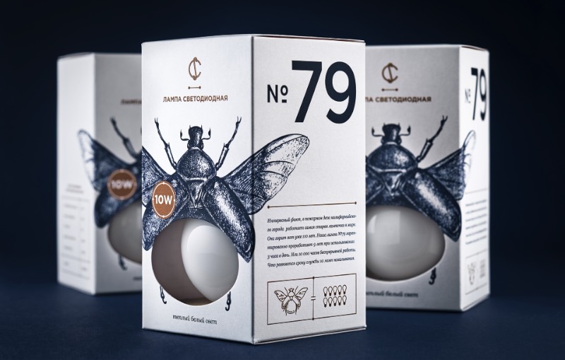 Para criar o visual das novas embalagens da CS Light Bulbs, a designer bielorussa Angelina Pischikova seguiu a direção das origens da eletricidade com Thomas Edison e resolveu explorar a etimologia dos insetos. Misturando isso tudo, ela acabou criando uma embalagem com um design fora do comum e que parece, quase ser, colecionável.