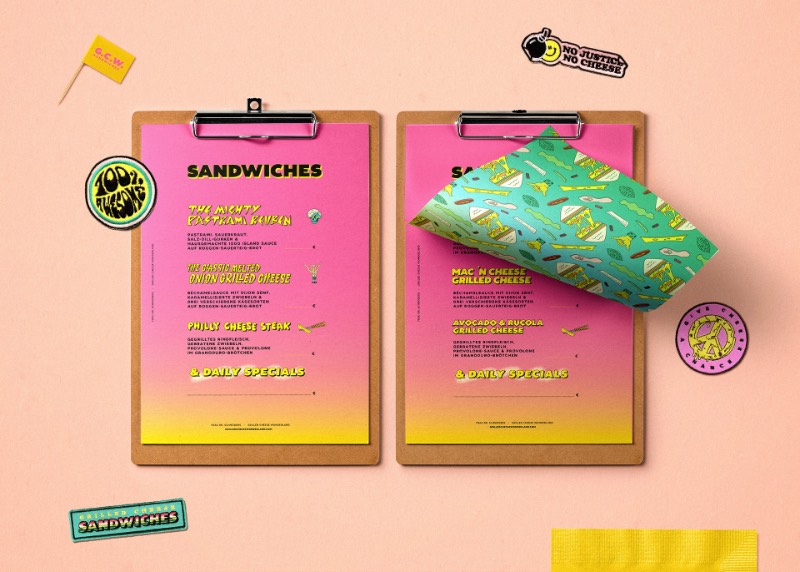 Algumas vezes eu me deparo com trabalhos bem interessantes feitos para pequenos clientes. Foi isso o pessoal do We are Büro Büro criou para o Frau Dr. Schneider’s Grilled Cheese Wonderland, um food truck que faz um dos mais bonitos queijos grelhados que eu já vi na vida. A identidade visual que foi desenvolvida é bem criativa e me lembrou alguns desenhos que era feitos para marcas de skate quando eu estava crescendo. Ou seja, não tem como não achar fenomenal.