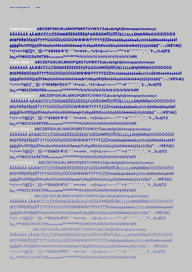 O ponto inicial no desenvolvimento dessa fonte personalizada para a Codan foi a necessidade de criar algo que funcionasse como uma extensão do branding da empresa. Uma tipografia que representasse melhor o DNA dessa empresa de seguros da Dinamarca. Mas, além disso, existia também a necessidade de criar uma família tipográfica que funcionasse em todas as variedades de comunicação digital. Foi assim que o trabalho da Muggie Ramadani e da Bold começou e o resto você pode ver logo abaixo.