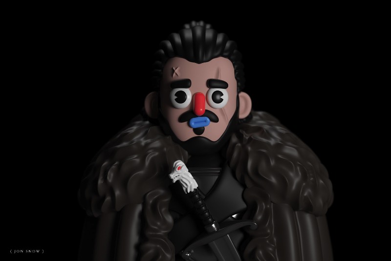 El Grand Chamaco é um artista mexicano com um trabalho 3D bem autoral e com um visual bem interessante. Como muitos de nós, ele é fã da novela de dragão conhecida como Game of Thrones e resolveu recriar alguns dos seus personagens favoritos utilizando suas técnicas. Foi assim que ele chegou nas imagens que podemos ver abaixo, seguindo o visual desses personagens na sexta temporada dessa série da HBO.