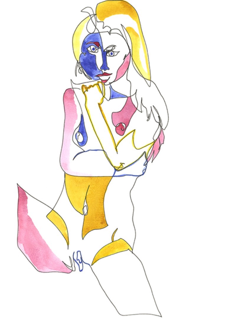Girls é uma série de ilustrações feitas de contornos femininos onde Katie Dunkle explora a sensualidade do corpo da mulher. Para criar esses desenhos, a artista analisa e examina a fotografia pornográfica amadora e, sem olhar, ela reproduz aquilo que ela viu de uma forma abstrata. Tudo isso é feito em uma linha contínua, criada usando tinta, grafite e aquarelas. 