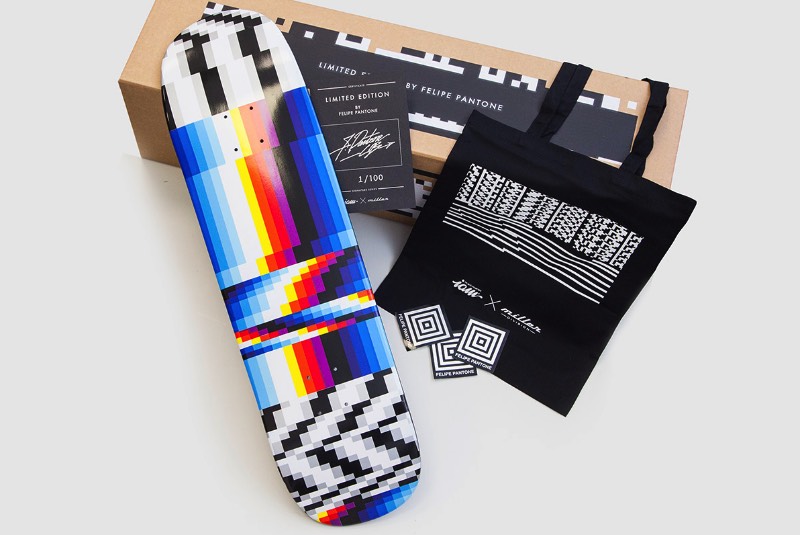 A marca de skate Miller Division começou uma série limitada de boards em colaboração com a plataforma artística Ink and Movement. Essa série limitada recebeu o nome genérico de Signature Series mas começou com um trabalho bem especial. Felipe Pantone, um artista que é bem conhecido no mundo pelo seu trabalho de composições cinéticas e cheias de cores energéticas, foi o primeiro a criar boards de skate com seu estilo único de pintura. 