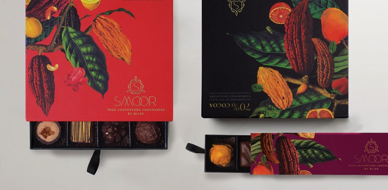 As Embalagens cheias de Ilustracoes Botânicas que a Bloombox Brand Engineers criou para a Smoor Chocolates 0