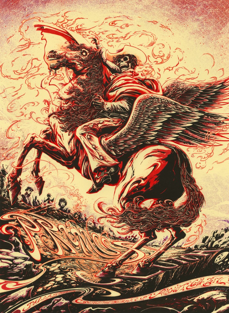 Para muitos artistas e ilustradores, o trabalho que eles criam são uma forma única de se expressar e de se conectar com um mundo inteiro. Acredito que isso deve ser umas das muitas coisas que Miles Tsang faz com seu belíssimo trabalho. Esse ilustrador canadense, baseado em Toronto, cria posters para shows desde 2008 com traços psicodélicos, atmosferas intensas e uma forma mais do que detalhada de retratar personagens diferentes. Seu trabalho é fora do comum e já ilustrou posters para Nine Inch Nails, Foo Fighters, Dave Matthews Band e muitos outros.