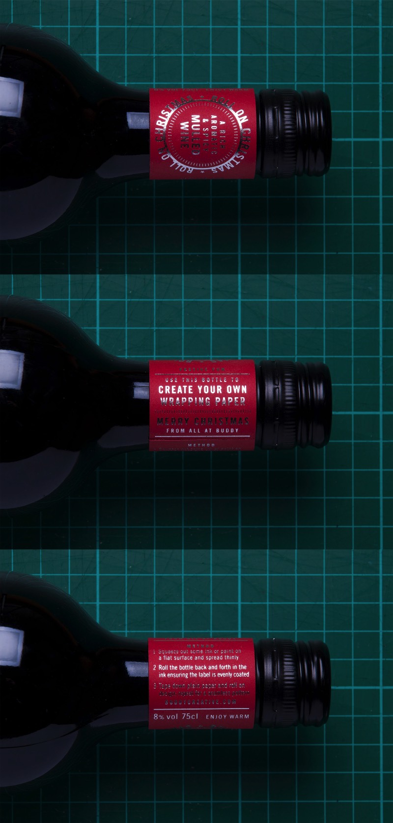 O pessoal do Buddy Creative precisava pensar em um presente de Natal perfeito para seus clientes. Depois de muita conversa, eles chegaram em uma garrafa de vinho que é tão especial que pode ser usada para fazer o papel de embrulho para seus outros presentes. É sério isso e você pode ver como funciona nas imagens que selecionei logo abaixo. O trabalho foi feito em parceria com a ilustradora Kate Forrester que acabou desenvolvendo o padrão visual que vem com elementos visuais tradicionais do Natal. Essa ilustração foi gravada em borracha e virou a embalagem dessa garrafa de vinho. Dessa forma, cada garrafa acaba tendo um lado sensorial diferente e acabam transformando a garrafa em si em uma parte especial do presente. 