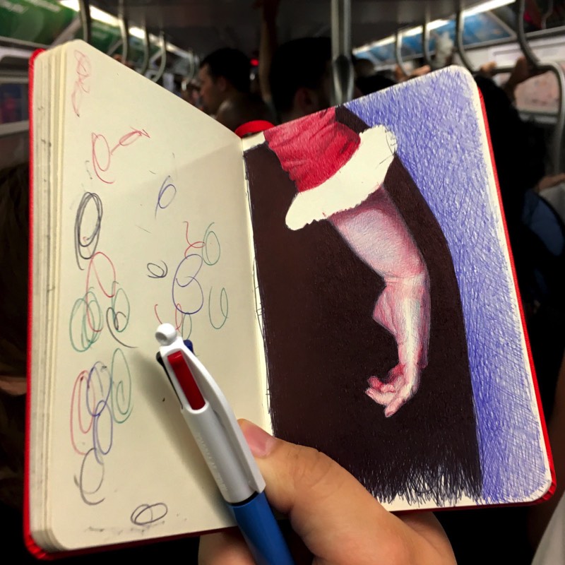 O que mais me chamou a atenção nas ilustrações de Nicolas V. Sanchez é como que ele consegue criar texturas usando das poucas cores de uma caneta esferográfica. Ele parece fazer isso utilizando de linhas que se repetem e quase se misturam. Mas eu devo estar errado. Só pode. Se você der uma olhada nas imagens abaixo e descobrir como que ele faz isso, deixe seu comentário logo abaixo.