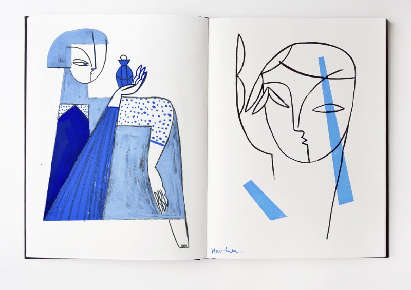 Quando você observa as ilustrações de Gosia Herba, é fácil pensar na arte moderna do século que passou. De acordo com a artista, esse seria um tributo a seus artistas favoritos, de Picasso a Matisse. Mas suas ilustrações são mais do que isso, seu trabalho é especial de um jeito que resolvi fazer um artigo apenas sobre seus cadernos de rascunho. 