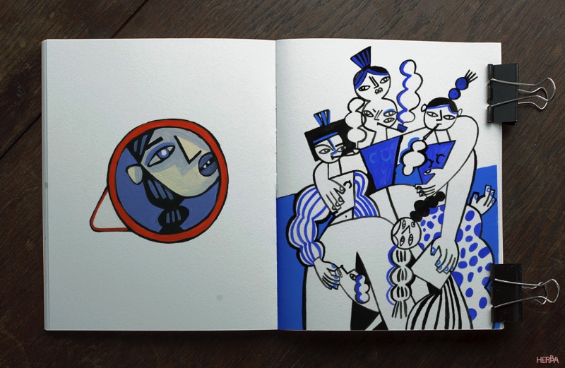 Quando você observa as ilustrações de Gosia Herba, é fácil pensar na arte moderna do século que passou. De acordo com a artista, esse seria um tributo a seus artistas favoritos, de Picasso a Matisse. Mas suas ilustrações são mais do que isso, seu trabalho é especial de um jeito que resolvi fazer um artigo apenas sobre seus cadernos de rascunho. 