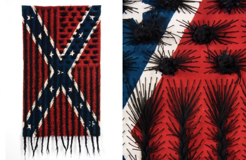 Com tudo que anda acontecendo pelos Estados Unidos nos últimos anos, a bandeira Confederada acabou se tornando ainda mais simbólica. Por isso mesmo que resolvi escrever sobre o trabalho que a artista americana Sonya Clark cria utilizando dessa bandeira e tudo que ela representa. 