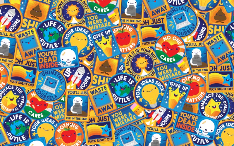 Gentle Realizations é uma série de ilustrações criadas por Jared Nickerson que mostram o medo existencial de um jeito quase fofo. E essas ilustrações se tornaram adesivos, camisetas e posters que podem decorar suas coisas de um jeito que mostra seu ponto de vista sobre a irrelevância da humanidade e de tudo que fazemos em relação ao universo em geral. 