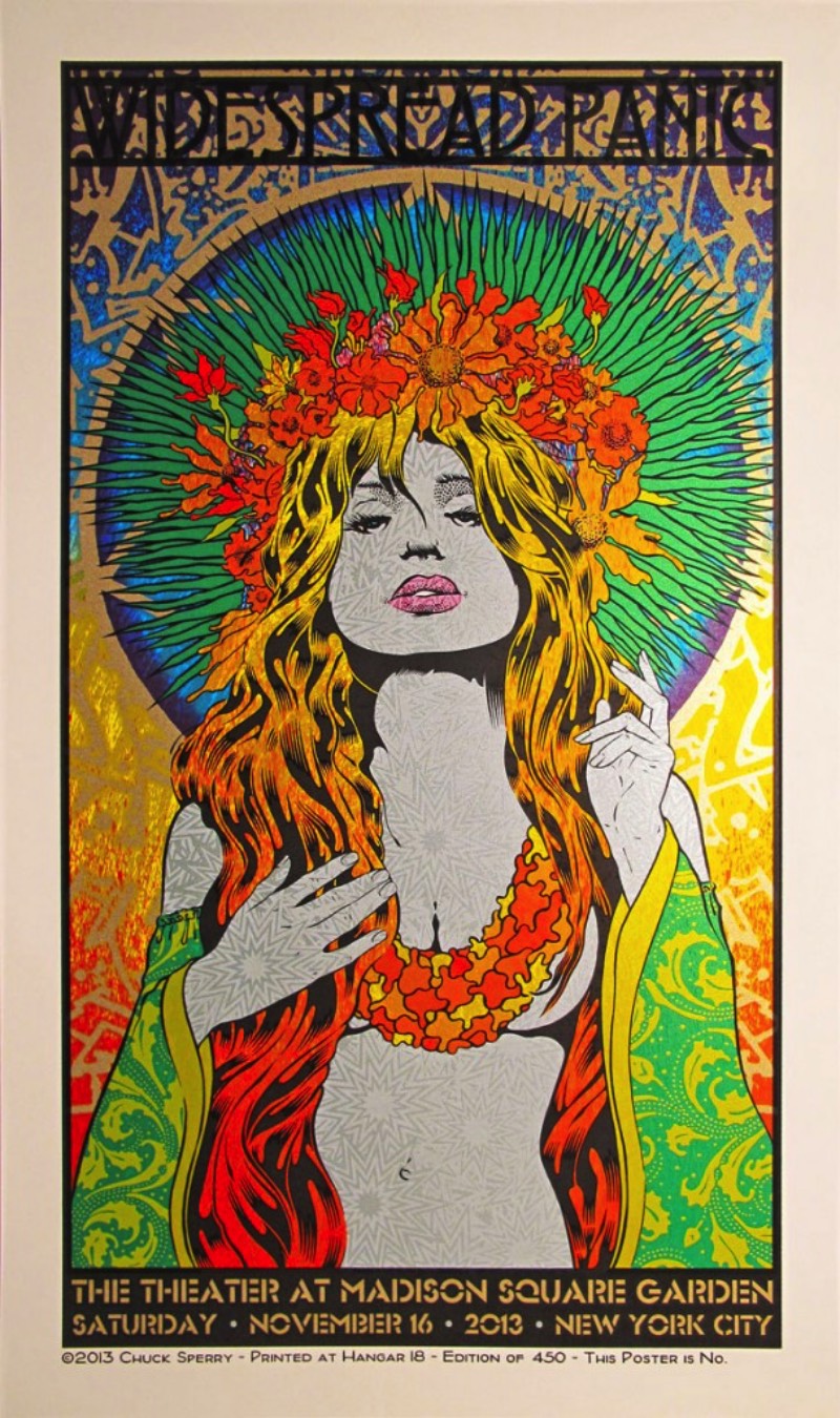 Muitos dos posters que Chuck Sperry cria são baseados em uma figura, quase sempre feminina. Mas não existe um processo específico quando ele está fazendo seu trabalho. Ele enxerga cada poster de rock que faz como uma obra de arte e o artista acredita que cada poster pode ser o mais artístico possível, mesmo quando o público alvo não é tão seleto assim. Afinal, ele não vê nenhuma diferença entre seus trabalhos de arte e seus posters.