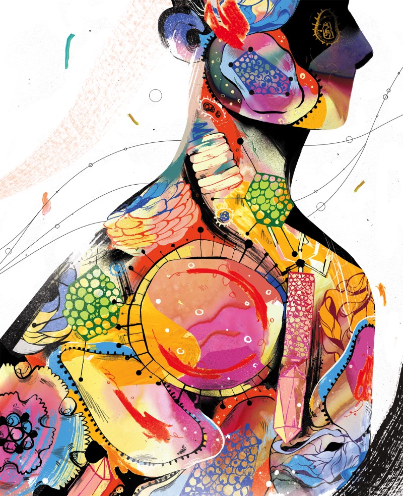 Quando me deparei com o portfólio de ilustrações de Lynn Scurfield, eu sabia que ia publicar alguma coisa dela por aqui. Tudo isso porque eu adorei como que ela usa de cores e mais cores para criar texturas diferentes em seus desenhos. 