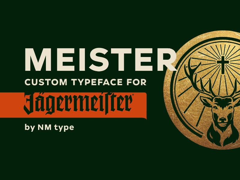 A mais nova criação do pessoal da NM Type, o estúdio de Noel Pretorius e María Ramos, foi criada para a Jägermeister. O visual dessa fonte tem uma forma geométrica que fala um pouco sobre a cultura, o local e a história dessa empresa. Dessa forma, essa tipografia, que recebeu o nome de Meister, passa uma voz consistente e dão ainda mais valor a essa marca famosa pelo sabor de sua bebida.