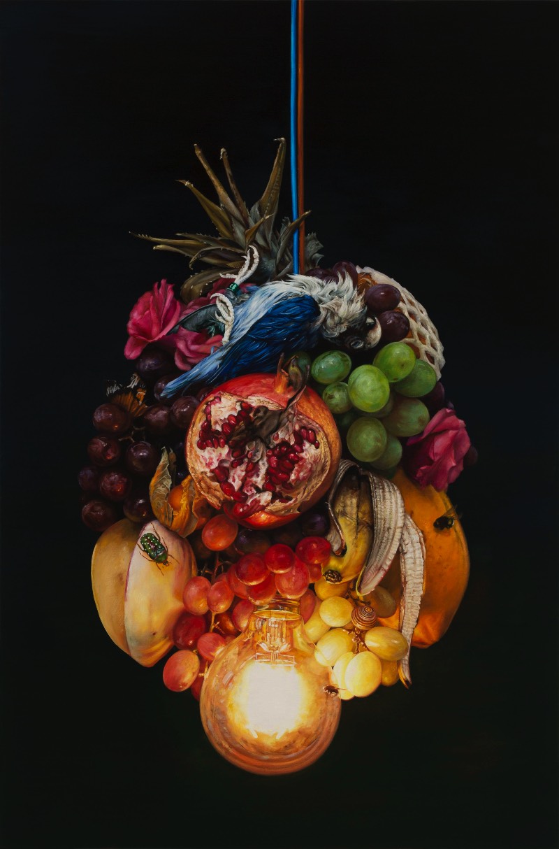 É fácil conectar as pinturas de Cindy Wright com a era de ouro da Arte na Bélgica e na Holanda. Afinal, além de compartilhar a mesma origem geográfica, a artista usa de temas similares aos de Vermeer, van Eyck, Rubens e parece renovar o interesse na natureza morta.