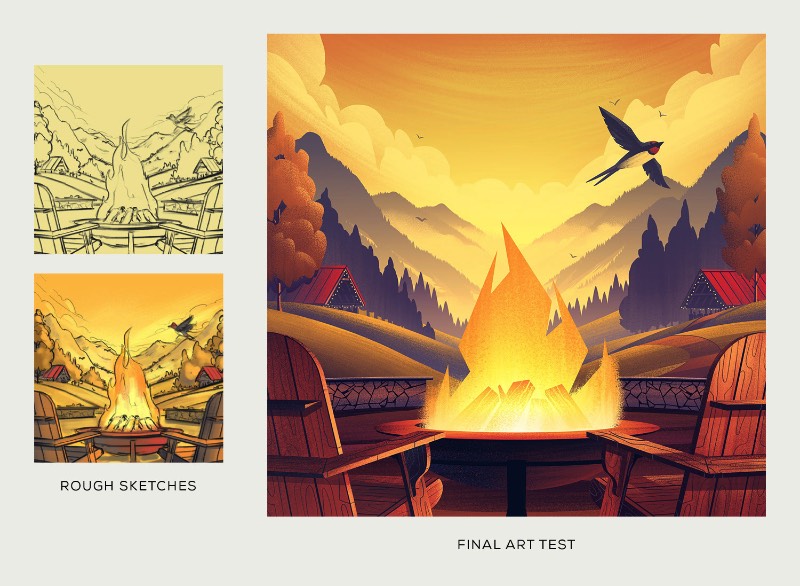 No início de 2018, Brian Miller teve o prazer de trabalhar com o pessoal da Devils Backbone Brewing Co. e Okay Yellow para fazer o rebranding de algumas embalagens de cerveja. Esse projeto envolveu uma série de ilustrações de paisagens que foram o que capturou minha atenção quando me deparei com ele no Behance.