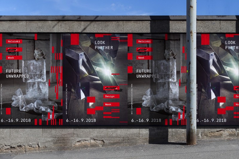 O Helsinki Design Week foi fundado em 2005 e é o maior festival de design dos países do norte da Europa. Ele acontece todos os anos em setembro e apresenta uma série de ideias nos campos de moda, arquitetura e cultura urbana. Em 2018, o pessoal da Kuudes foi convidado para criar a identidade visual do evento, baseado no conceito de confiança. 