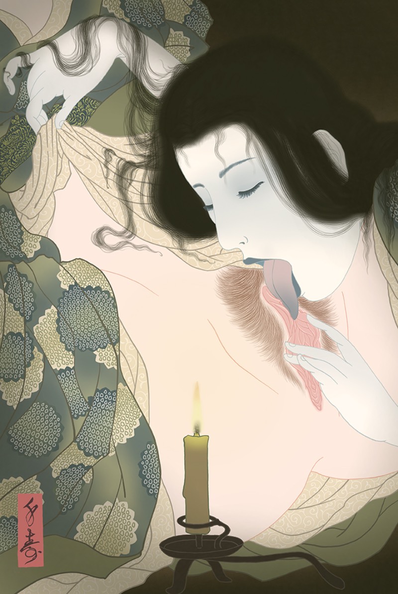 Senju Horimatsu continua com a tradição conhecida como Shunga, a arte erótica japonesa. E seus desenhos transformam essa tradição em algo atualizado, algo que transforma um gênero antigo em uma sensibilidade contemporânea.