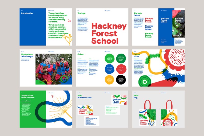 Para muitas crianças que moram em uma área urbana, acesso ao ar livre não é algo muito fácil. Foi pensando nisso que o Conselho do Distrito de Hackney em Londres resolveu criar a Hackney Forest School. E, para criar a identidade visual dessa escola, o pessoal do Studio Spy foi chamado com a intenção de criar uma marca que aumentasse a conscientização e o interesse das crianças e adultos do bairro. 