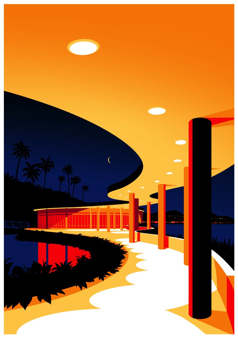 Entre os fãs da arquitetura de Oscar Niemeyer está o ilustrador húngaro Levente Szabo que resolveu dedicar uma série de ilustrações ao arquiteto. Essas ilustrações exploram as possibilidades estéticas que o concreto reforçado apresenta e o quão influente esse material foi nas construções do final do século passado.