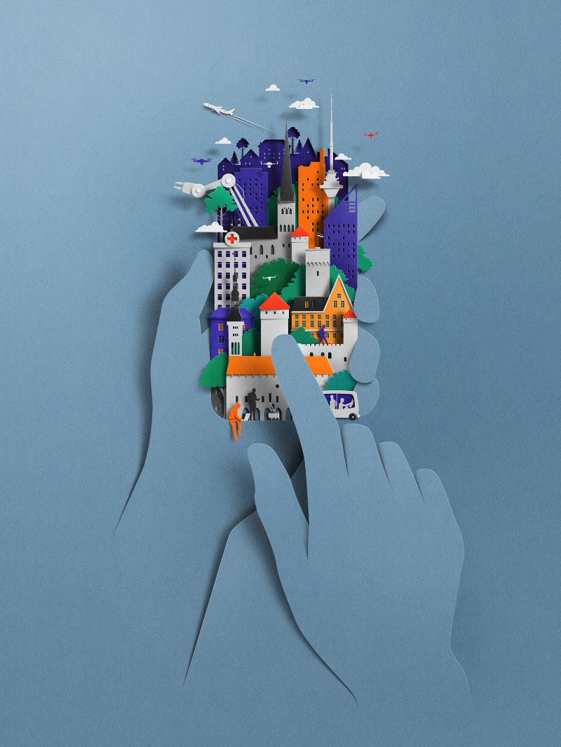Eiko Ojala é um renomado ilustrador e designer gráfico baseado entre a Estônia e a Nova Zelândia, o que me soa como uma distância geográfica para lá de grande. Seu trabalho é construído quase que completamente de forma digital, apesar disso, seu processo de desenho é sempre feito a mão. 