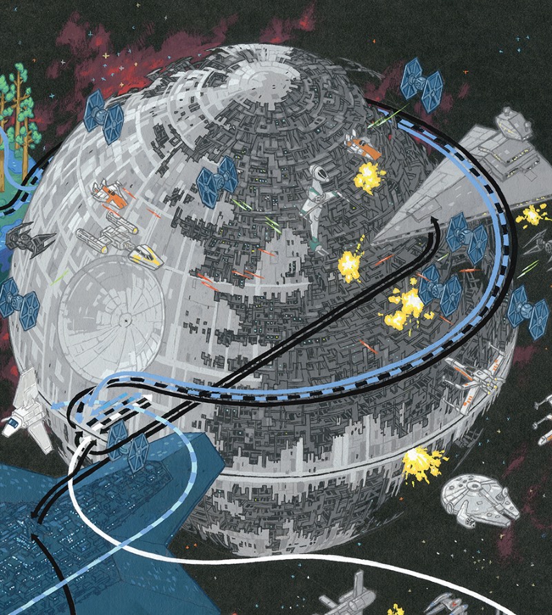Andrew DeGraff é um artista americano que resolveu criar uma série de belíssimos mapas, pintados a mão, que mostram a história de alguns de seus filmes favoritos. Filmes como Pulp Fiction e North by Northwest, King Kong e Fargo… Onde você consegue ver as rotas que os personagens principais fazem nesses filmes em detalhes cartográficos. 