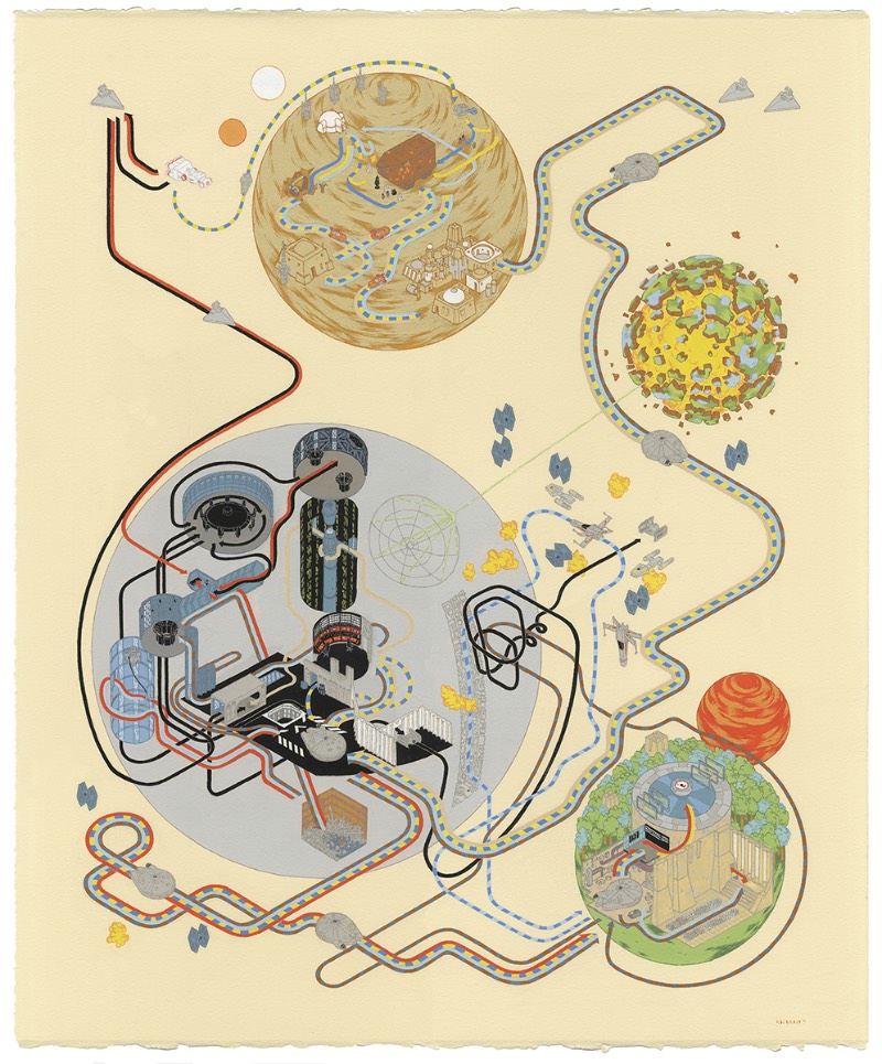 Andrew DeGraff é um artista americano que resolveu criar uma série de belíssimos mapas, pintados a mão, que mostram a história de alguns de seus filmes favoritos. Filmes como Pulp Fiction e North by Northwest, King Kong e Fargo… Onde você consegue ver as rotas que os personagens principais fazem nesses filmes em detalhes cartográficos. 
