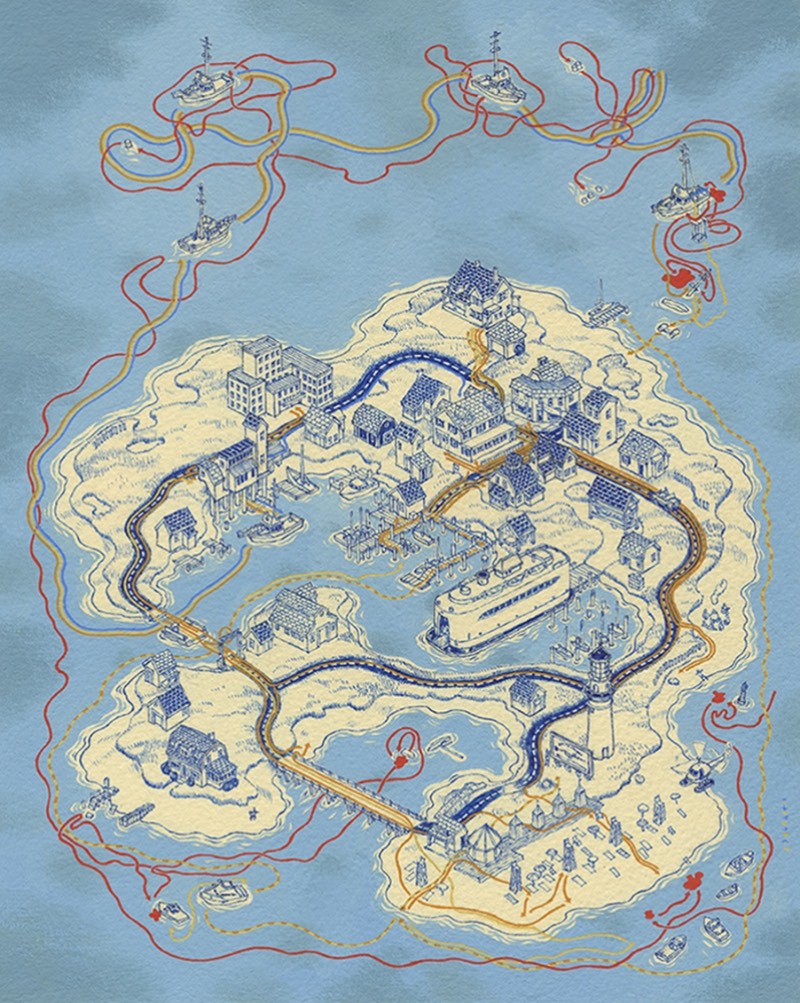 Andrew DeGraff é um artista americano que resolveu criar uma série de belíssimos mapas, pintados a mão, que mostram a história de alguns de seus filmes favoritos. Filmes como Pulp Fiction e North by Northwest, King Kong e Fargo… Onde você consegue ver as rotas que os personagens principais fazem nesses filmes em detalhes cartográficos. 