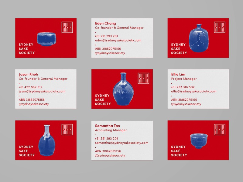 A Sydney Sake Society é uma organização cujo objetivo é a de superar esse fosso que existe entre a cultura de sake e a vibrante cena gastronômica de Sydney, na Austrália. Para ajudar a resolver esse problema, o designer Kevin Teh desenvolveu uma identidade visual que representasse uma imagem japonesa moderna, amida do Ocidente e que não viesse carregada com todos os clichês orientais que já conhecemos.