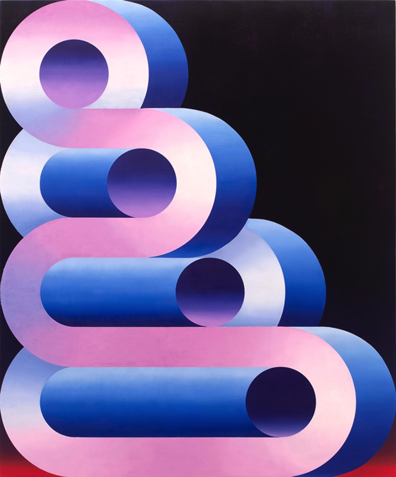 Dan Perkins é um artista norte-americano baseado no Brooklyn que cria trabalhos geométricos abstratos que incorporam elementos de pintura minimalista com gradientes coloridos. Visualmente falando, suas pinturas tem pitadas de algo lúdico e foi isso que capturou minha atenção quando deparei com seu portfólio pela primeira vez. 