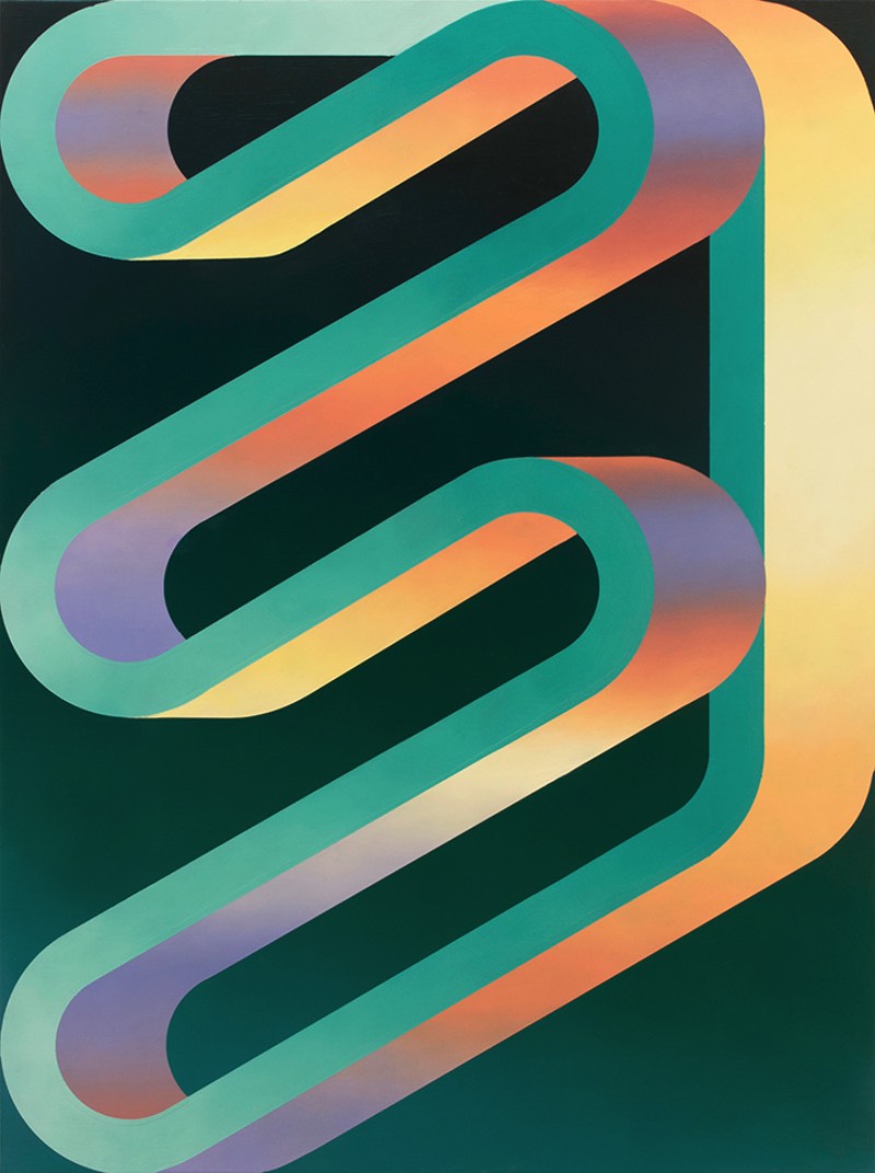 Dan Perkins é um artista norte-americano baseado no Brooklyn que cria trabalhos geométricos abstratos que incorporam elementos de pintura minimalista com gradientes coloridos. Visualmente falando, suas pinturas tem pitadas de algo lúdico e foi isso que capturou minha atenção quando deparei com seu portfólio pela primeira vez. 