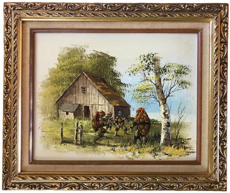 A arte e as pinturas de Dave Pollot são um pouco peculiares já que envolvem alterações em outras pinturas. É isso mesmo que você leu. O artista visita lojas de objetos usados na procura de algo especial que possa receber seu toque e se transformado em algo diferente. 
