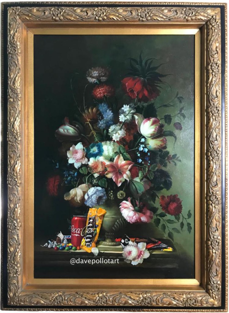 A arte e as pinturas de Dave Pollot são um pouco peculiares já que envolvem alterações em outras pinturas. É isso mesmo que você leu. O artista visita lojas de objetos usados na procura de algo especial que possa receber seu toque e se transformado em algo diferente. 