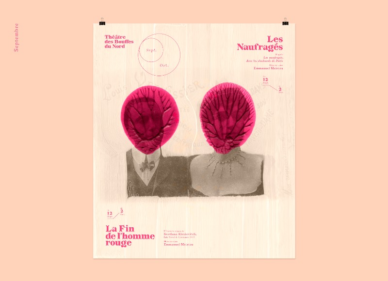 Fundado em 1876, o Théâtre des Bouffes Du Nord é um teatro francês localizado na região norte de Paris, perto da Gare du Nord. Definido por muitos como uma instituição artística na cidade, o pessoal da Violaine & Jeremy teve que colocar esse peso no trabalho que eles criaram para a identidade visual da temporada de 2019 e 2020 em uma série de posters, livretos e outros materiais impressos.