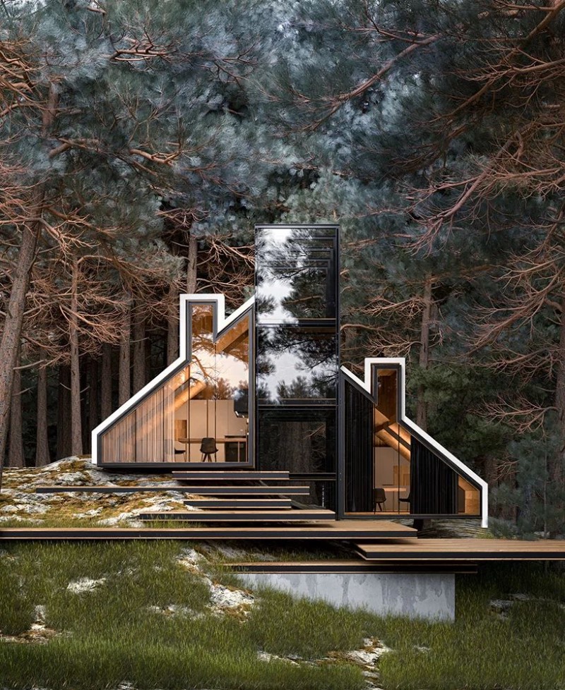 A York House é um belíssimo projeto do arquiteto russo Alex Nerovnya, Essa residência conceito foi construída perto de uma floresta e apresenta uma mistura de aço, vidro e madeira, no estilo que popularizou o trabalho do arquiteto. 