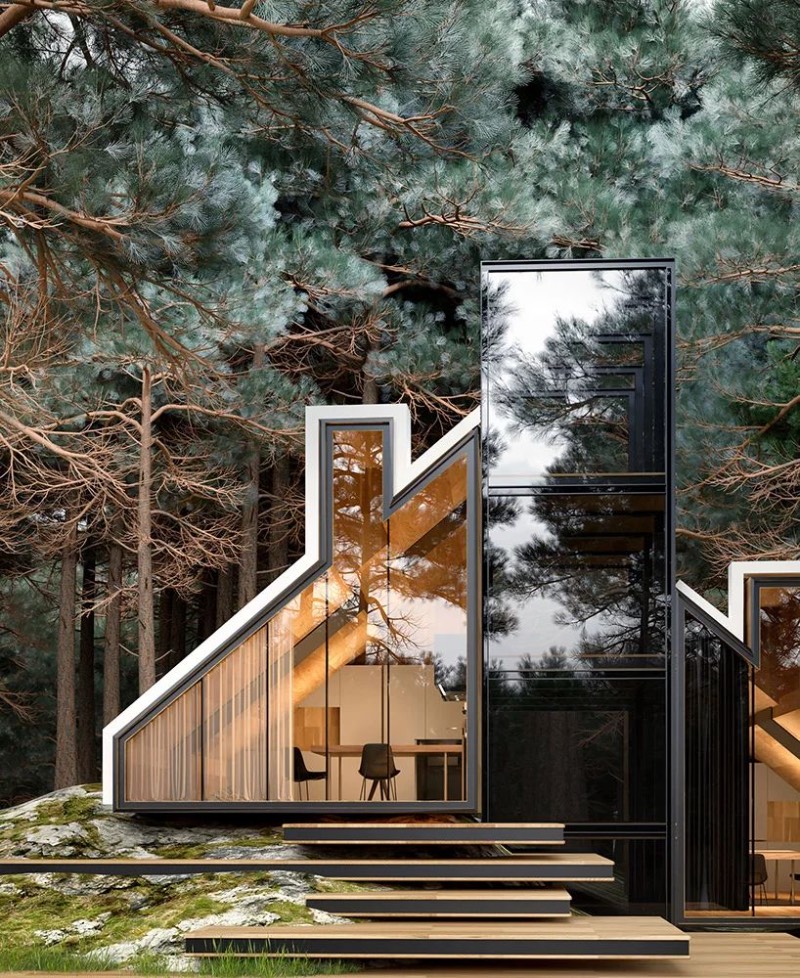 A York House é um belíssimo projeto do arquiteto russo Alex Nerovnya, Essa residência conceito foi construída perto de uma floresta e apresenta uma mistura de aço, vidro e madeira, no estilo que popularizou o trabalho do arquiteto. 