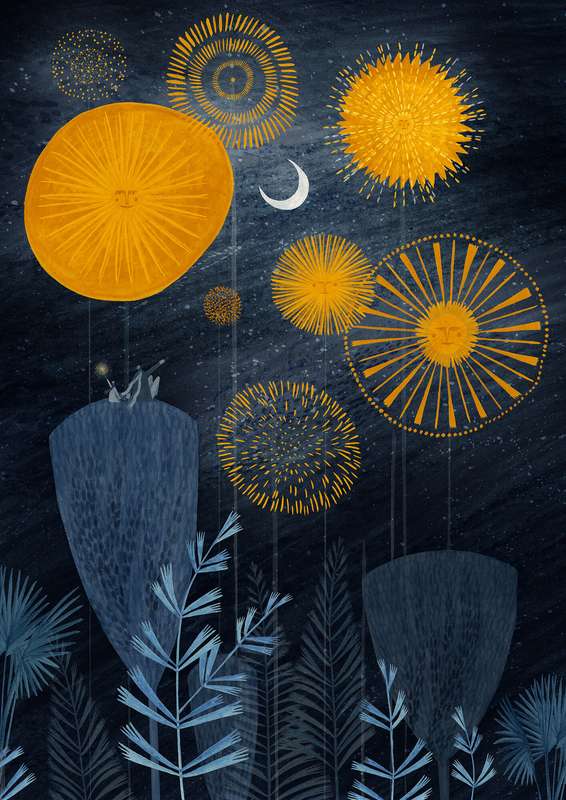 Rosanna Tasker usa de uma combinação de materiais, passando pela tinta guache, o giz de cera e o lápis para criar ilustrações evocativas que transmitem uma nostalgia cheia de energia viva. 