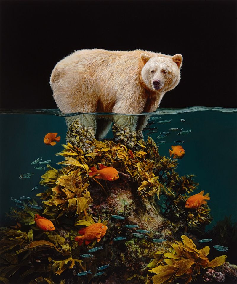 Lisa Ericson é uma artista, ilustradora e designer que pinta imagens hiper-realistas de animais imaginários. Animais esses que parecem serem criados através do entrelaçamento de espécies e a criação de novos seres híbridos. Algumas vezes, você vê borboletas que se misturam com ratos. Outras vezes são peixes brilhantes combinados com anémonas… É um mundo de cores e de animais imaginários. 