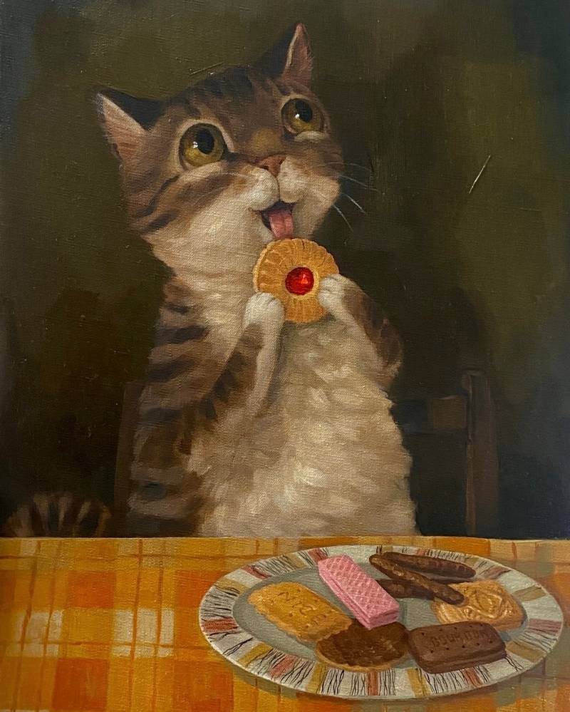 O que diferencia Alison Friend é sua capacidade de envolver a audiência no processo criativo das suas pinturas. As suas pinturas intencionalmente abertas convidam você a imaginar as histórias que se desenrolam por trás daqueles expressivos olhos de animais. Esse elemento quase interativo acrescenta profundidade e diversão ao seu trabalho, uma vez que cada espectador se torna um cocriador da história.