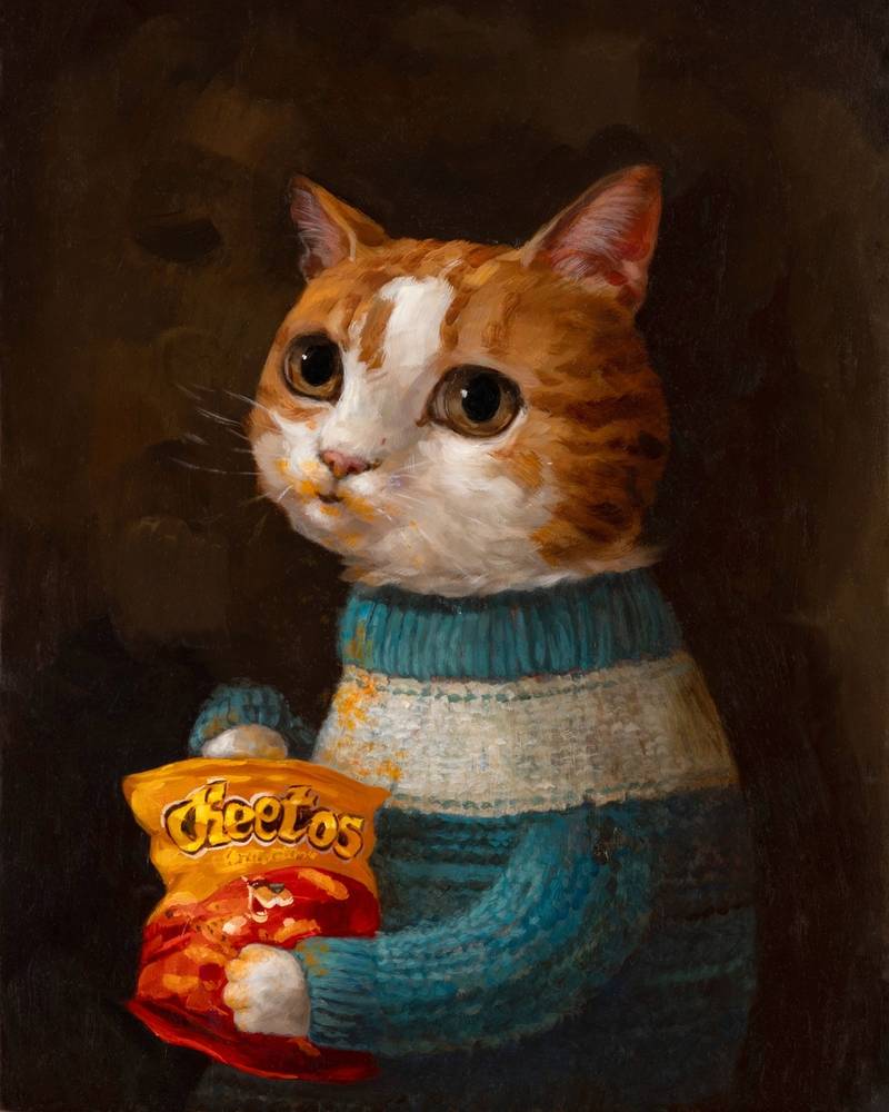 O que diferencia Alison Friend é sua capacidade de envolver a audiência no processo criativo das suas pinturas. As suas pinturas intencionalmente abertas convidam você a imaginar as histórias que se desenrolam por trás daqueles expressivos olhos de animais. Esse elemento quase interativo acrescenta profundidade e diversão ao seu trabalho, uma vez que cada espectador se torna um cocriador da história.