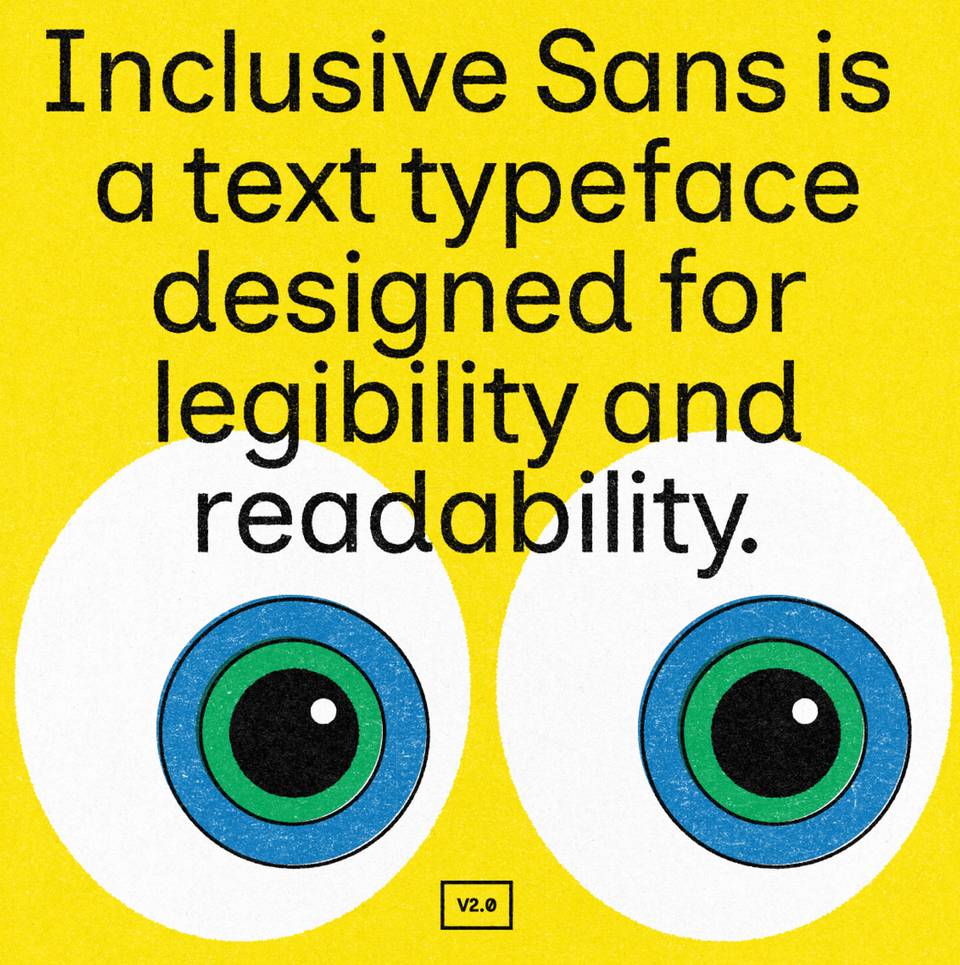 Tipografia inclusiva explorada: Conheça a Inclusive Sans de Olivia King, uma fonte moderna e acessível projetada para facilitar a leitura e disponível gratuitamente no Google Fonts.