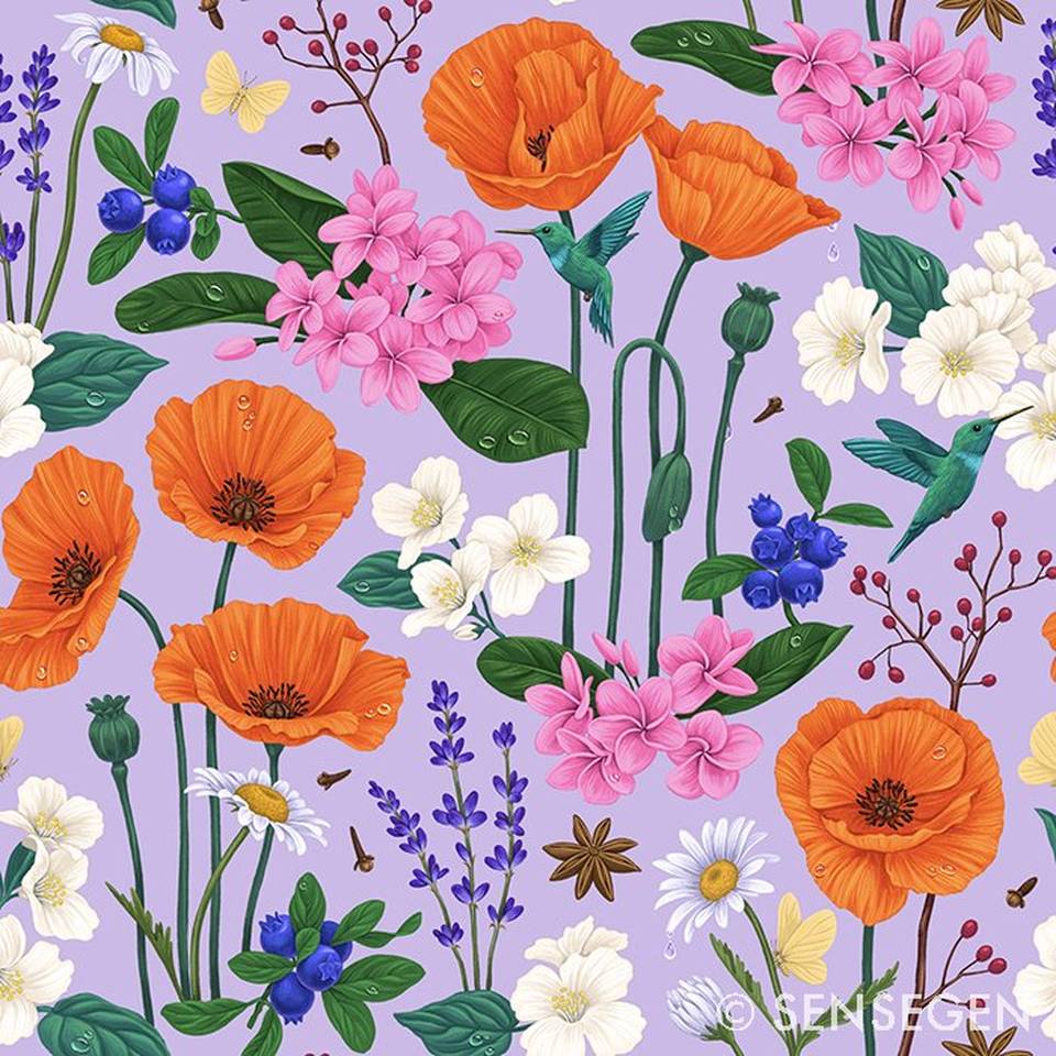 A ilustradora, designer e artista plástica Vasilisa Romanenko, radicada em Connecticut, translumbra o público com sua mistura única de inspiração botânica, história natural e padrões intrincados que lembram tecelagem. 