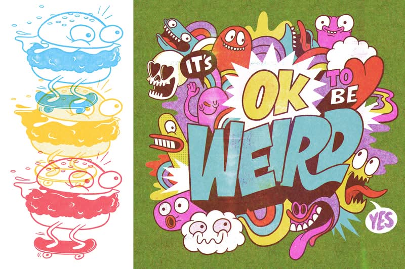 O estilo visual de Chris Piascik é uma colisão energética e contrastante de influências. Seu trabalho é uma combinação colorida de um estilo punk rock. Ele traz a coragem da cultura do skate e um toque de humor diferente. Essa mistura incomparável o posicionou perfeitamente para clientes que buscam uma voz irreverente, divertida e instantaneamente memorável. 