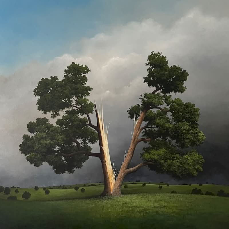 Quando você olha para uma das pinturas de Lee Madgwick pela primeira vez, você pode sentir uma estranha mistura de inquietação e conforto. E eu não sei direito como descrever isso, mas foi assim que decidi precisar escrever sobre seu trabalho por aqui. 