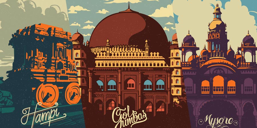 Foi com Travel Postcards and Posters que conheci o trabalho de design e ilustração de Ranganath Krishnamani. Nessa série de ilustrações, ele representa muito bem o espírito e glória da Índia. Cada ilustração aqui mostra e captura uma história do passado indiano, representando assim um pouco da herança histórica desse povo tão importante.