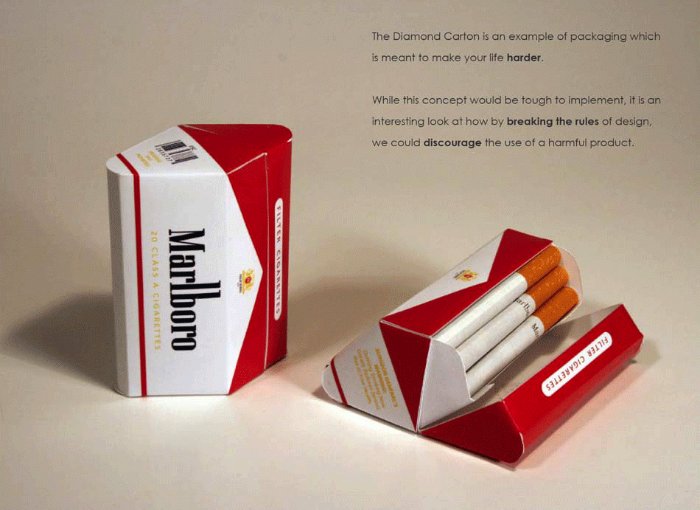 E se a embalagem de cigarro fosse feita para irritar? E se o design dessa embalagem perdesse tudo que ela tem de funcional e se tornasse algo que dificultasse o consumo e não o facilitasse? Nas imagens abaixo você vai entender o que quero dizer nesse belíssimo projeto do Erik Askin.